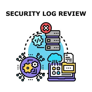 Security log review detecting system attack and data breach Stock Illustration