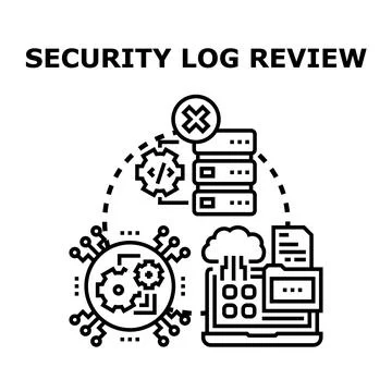 Security log review detecting system attack and data breach 库存插图