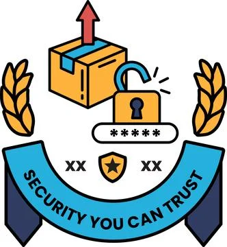 A security logo with a box and a key Stock Illustration