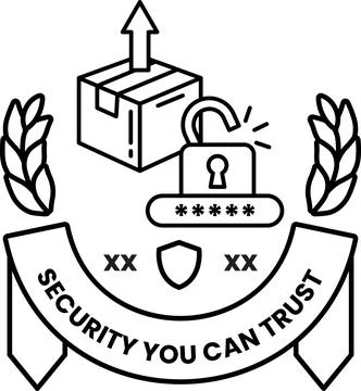 A security logo with a box and a key Stock Illustration