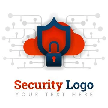 Security logo template for cloud storage, network, internet, software, techno Stock Illustration