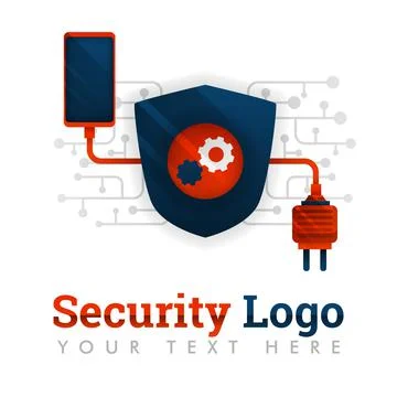 Security logo template for communication, electronics, smartphone industry, t Illustrazione stock