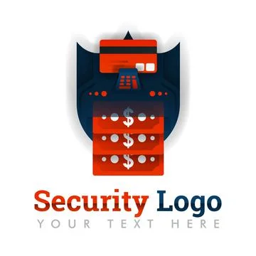 Security logo template for protection of transactions, money withdrawals, ATM Stock Illustration