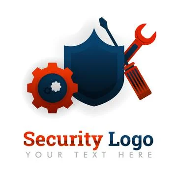 Security logo template for repair, upgrading, maintenance, manufacturing, ind Stock Illustration