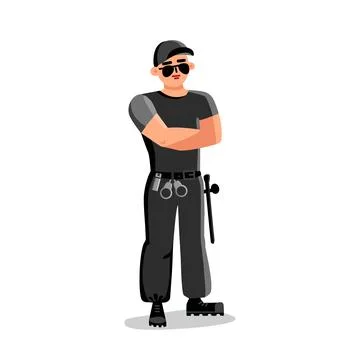 Security Man, Safeguard Protective Agent Vector Illustration Stock Illustration