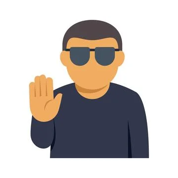 Security man wearing sunglasses making halt gesture Stock Illustration