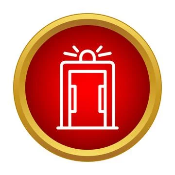Security metal detector gate with flashing alarm icon Stock Illustration