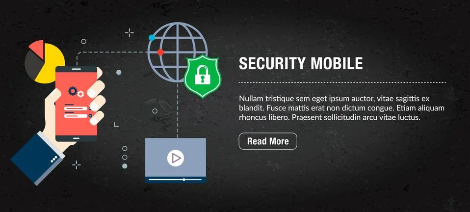 Security mobile concept banner for internet. Stock Illustration