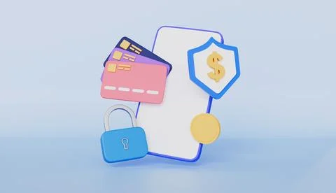 Security of mobile payments with floating elements of a smartphone 库存插图