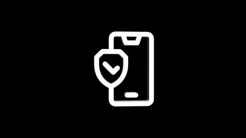 Security mobile phone 3d icon rotation 4k animation sign on background Stock Footage 313487592