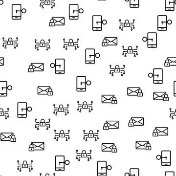 Security Mobile System Seamless Pattern Vector. イラスト素材