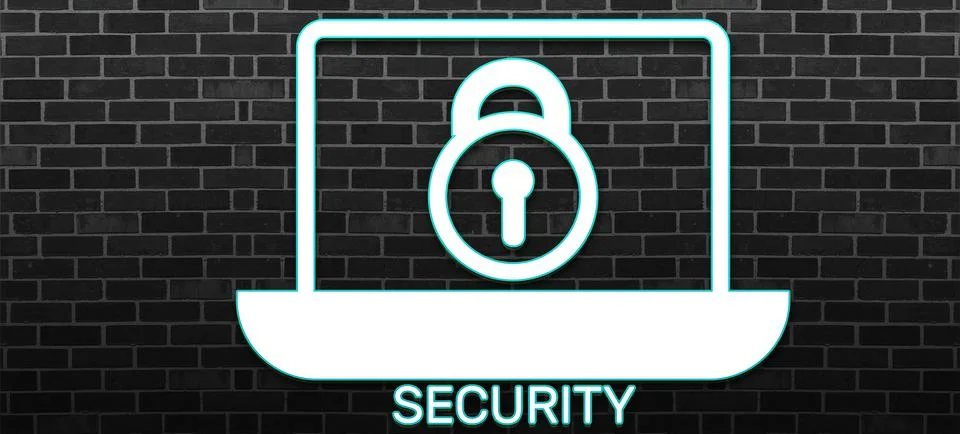 Security neon Stock Illustration