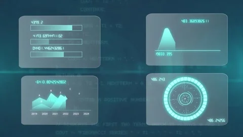 Security networking scanning and database analysis graph Futuristic network. Video stock 264947195