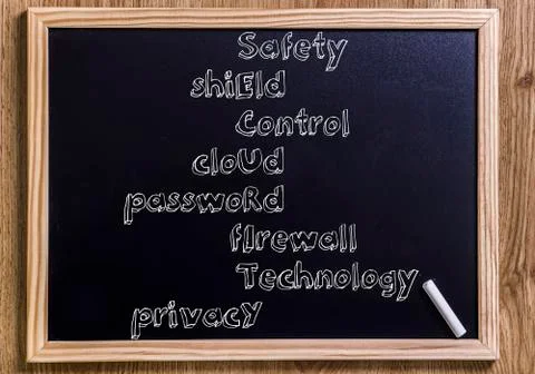SECURITY - New chalkboard with 3D outlined text Foto stock