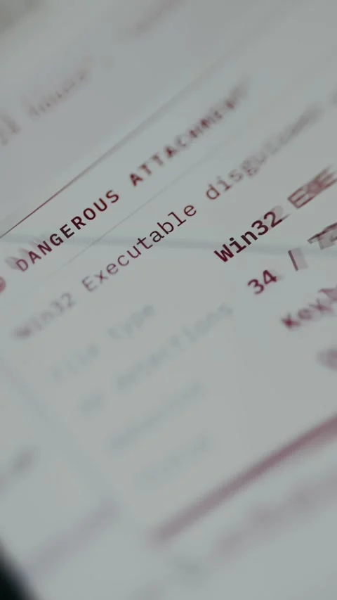 Security notification indicating a risky file attachment Stock Footage 334926259