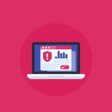 Security notification, warning on laptop screen, vector icon Stock Illustration