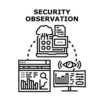 Security observation concept analyzing cyber threat protection Stock Illustration