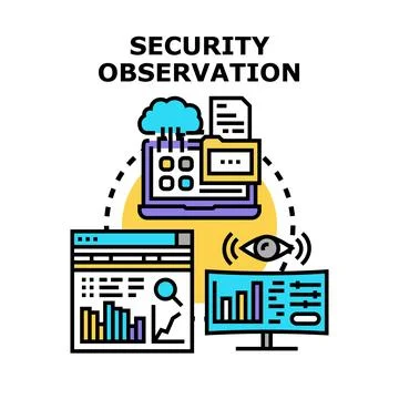 Security observation concept analyzing cyber threat protection Stock Illustration