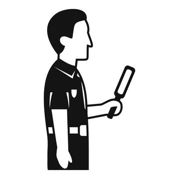Security officer checking with handheld metal detector Stock Illustration