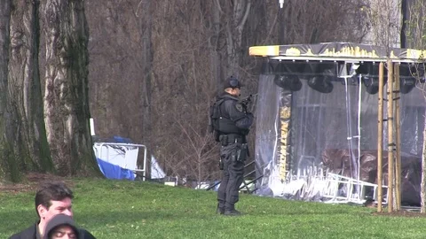 Security officer guarding an event Video stock 77366773