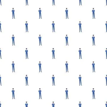 Security officers in blue uniform pattern background Illustrazione stock