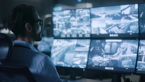 Security Operator Controls Proper Functioning of Workshop Production Line Video stock 125481089
