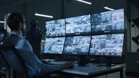 Security Operator Controls Proper Functioning of Workshop Production Line 스톡 동영상 125481162