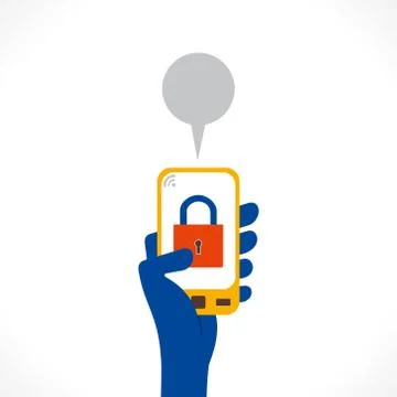 Security or protection apps symbol is display in mobile vector Stock Illustration