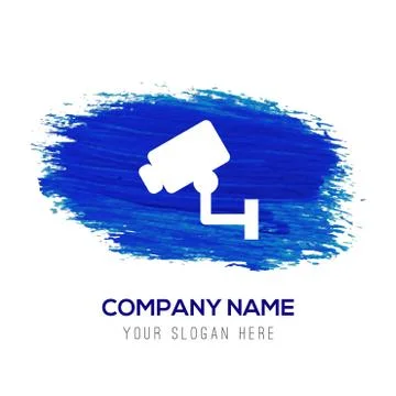 Security or surveillance camera icon - Blue watercolor background Stock Illustration