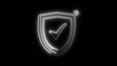 Security Outline Icon in HD Video Neon Animation Stock Footage 304552484