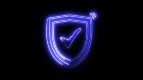 Security Outline Icon in HD Video Neon Animation Stock Footage 304552489