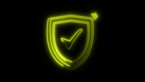 Security Outline Icon in HD Video Neon Animation Stock-Footage 304552490
