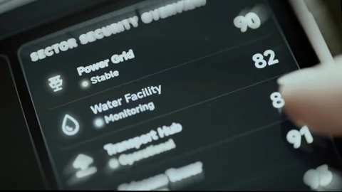 Security overview lists the power grid at 90 and stable Stock Footage 343363087
