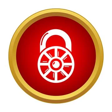 Security padlock combination lock icon red button Illustrazione stock