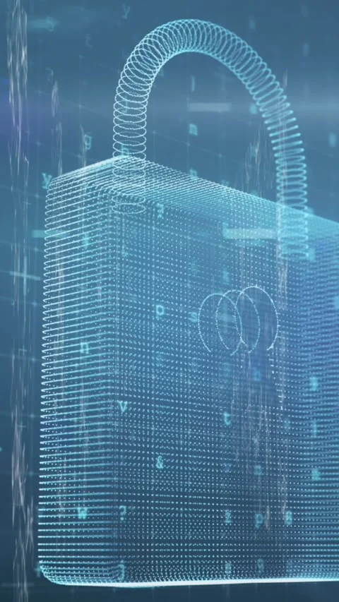 Security padlock icon against cyber security data processing Stock Footage 343713901