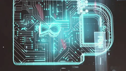 Security padlock icon against data processing Vídeos de archivo 312533018