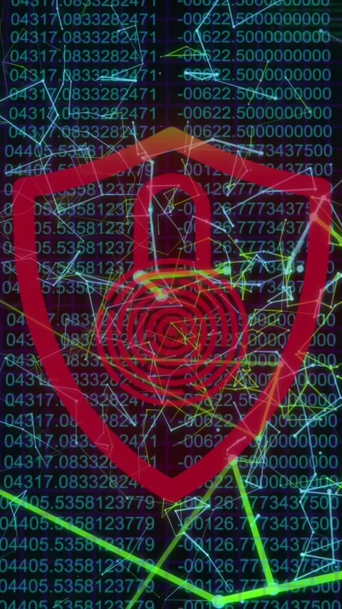 Security padlock icon against data processing Vídeos de archivo 323911065