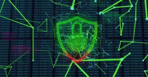 Security padlock icon against data processing 写真素材