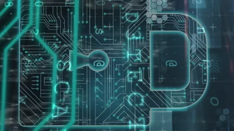 Security padlock icon and cyber security data processing against network of Vídeos de archivo 312847685