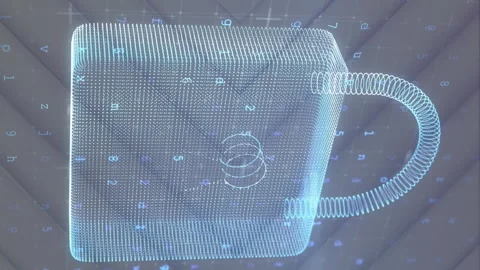 Security padlock icon and data processing against shapes forming Vídeos de archivo 312533001