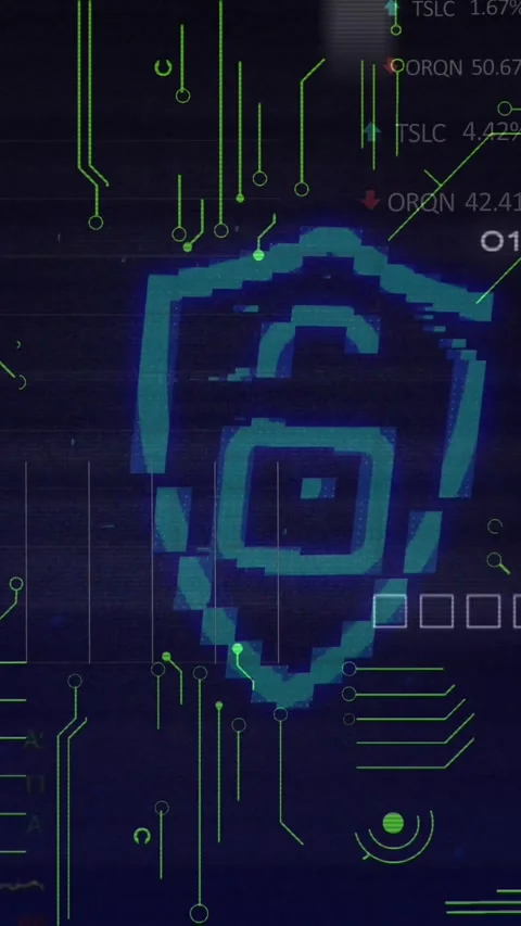 Security padlock icon and microprocessor connections against data processing on Stock Footage 324022729