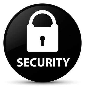 Security (padlock icon) black round button Stock Illustration