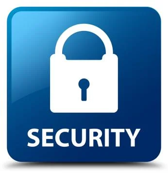 Security (padlock icon) blue square button Stock Illustration