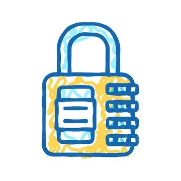 Security padlock icon doodle illustration Stock Illustration