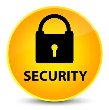Security (padlock icon) elegant yellow round button Stock Illustration