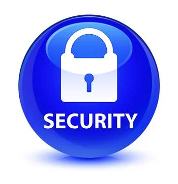 Security (padlock icon) glassy blue round button Stock Illustration