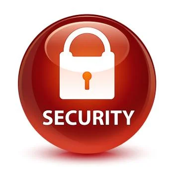 Security (padlock icon) glassy brown round button Stock Illustration