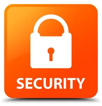 Security (padlock icon) orange square button Stock Illustration