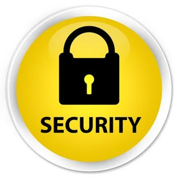 Security (padlock icon) premium yellow round button Stock Illustration