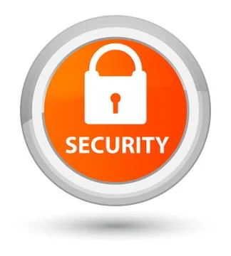 Security (padlock icon) prime orange round button Stock Illustration